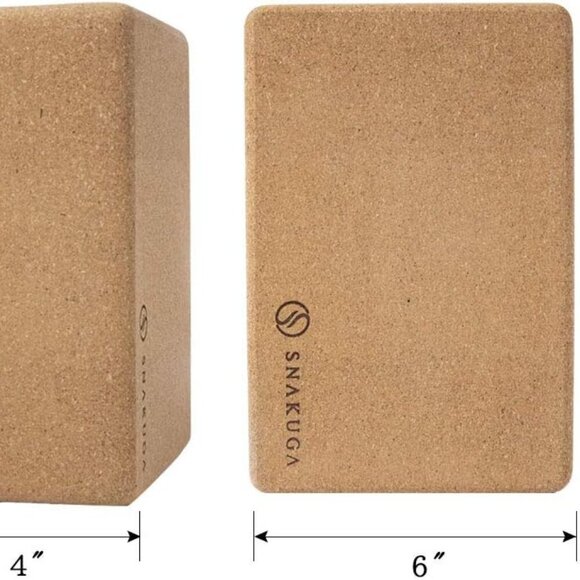 Cork Yoga Block 2 Pack for Pilates, 4'' or 3'' Non-Slip & High Density Blocks fo - Picture 4 of 6